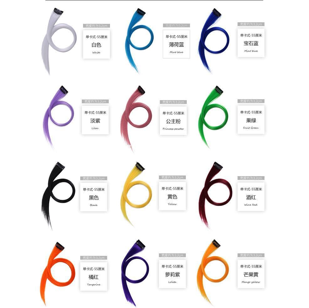Hair Extension Clip-in Dyeing Ear Clip Hair Extension Women High Temperature Silk Curly Straight Hair Colorful Long Straight Hair
