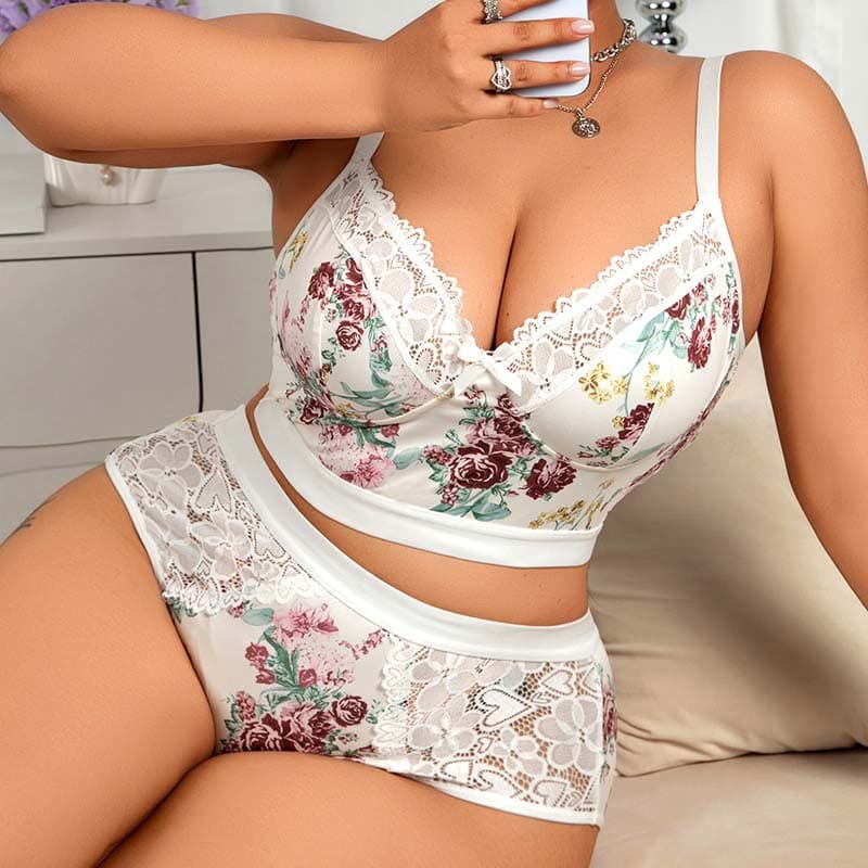 Satin Pajamas Set Women's Lace Sleepwear Sexy Lingerie Cami