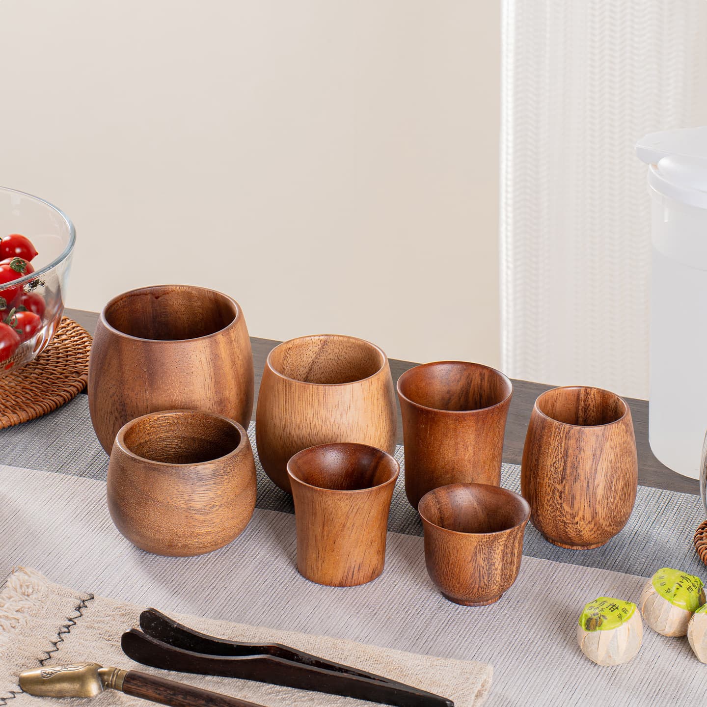 Cross-Border Wholesale Walnut Big Belly Cup Water Cup Tea Cup Solid Wood Japanese Style Wooden Cup Anti-Scald Wooden Cup Tea Drinking Cup