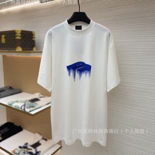Cross-border B-brand dissolved letter logo embroidered short sleeve, small collar, loose fit for men and women Paris short sleeve T new style
