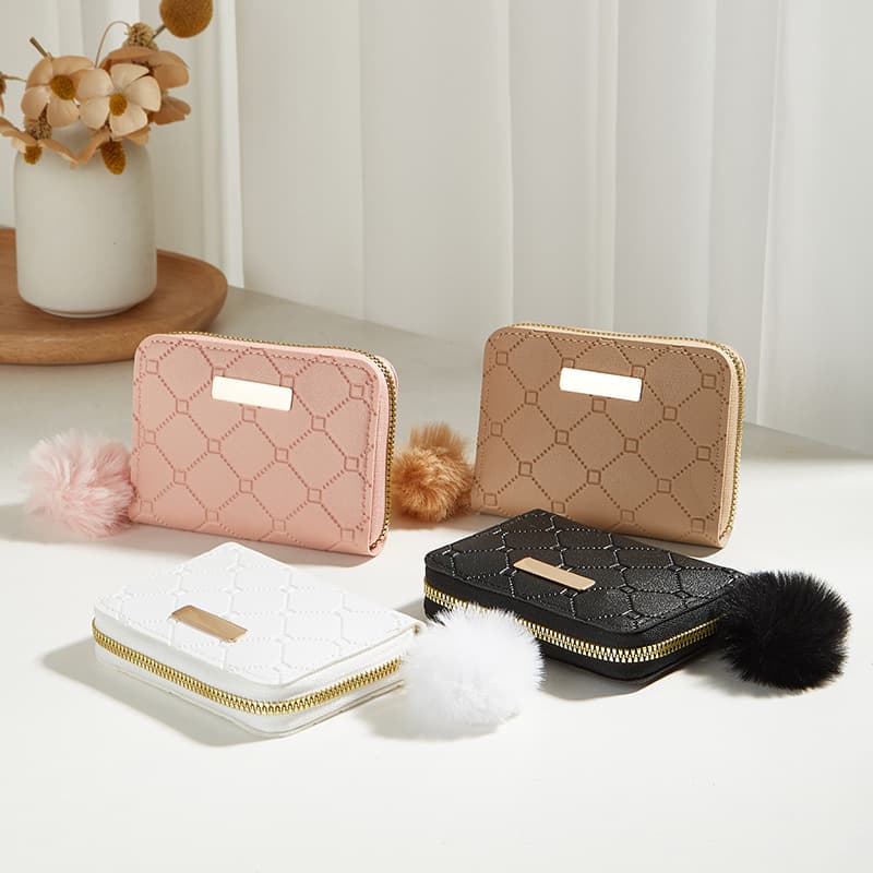 2024 New Diamond Bag Clutch Fashion Casual Handbags Short Zipper Plaid Women's Coin Purse