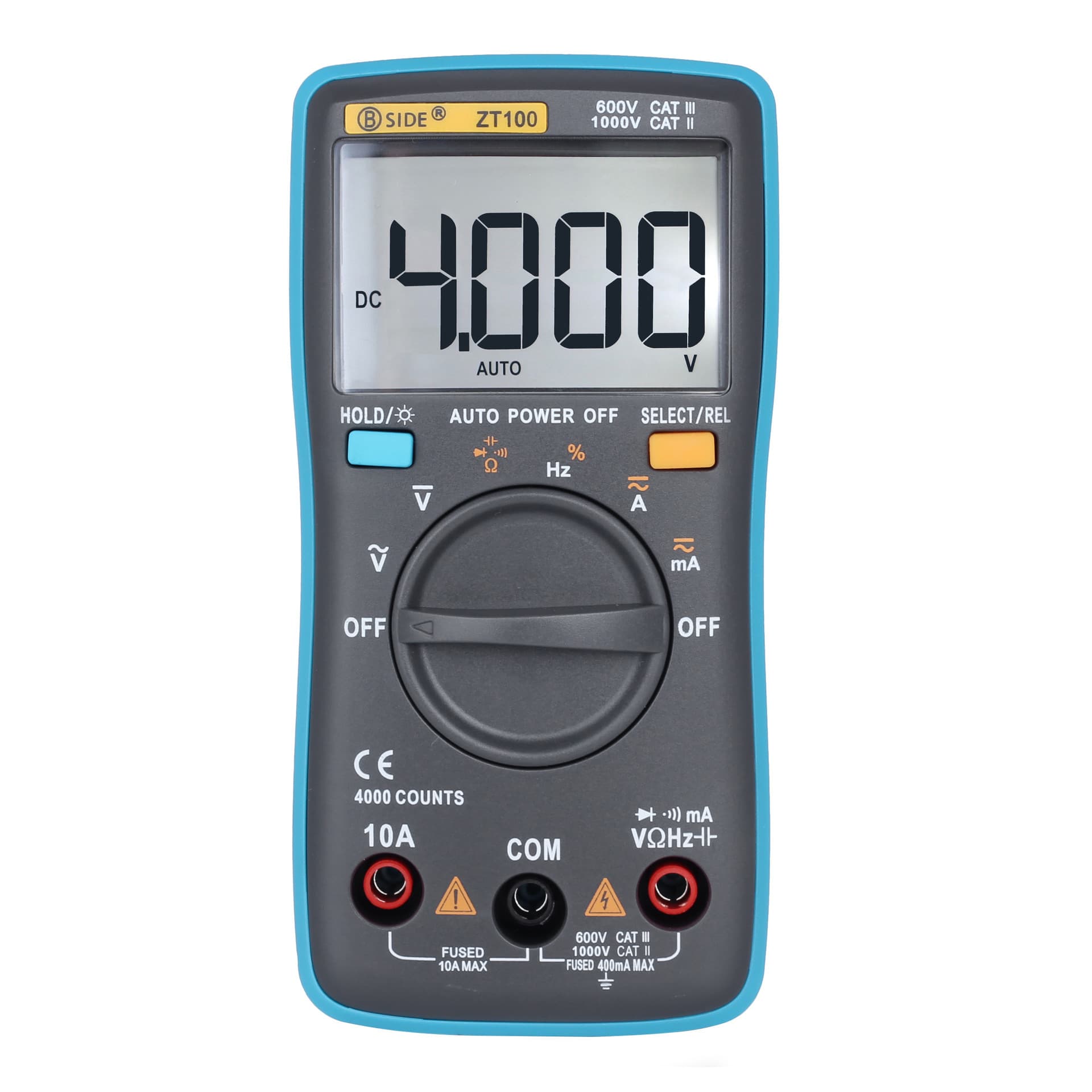 BSIDE ZT100 Handheld Portable Digital Multimeter with 4000 Digits, Multifunctional Strap, Capacitance and Frequency Meter