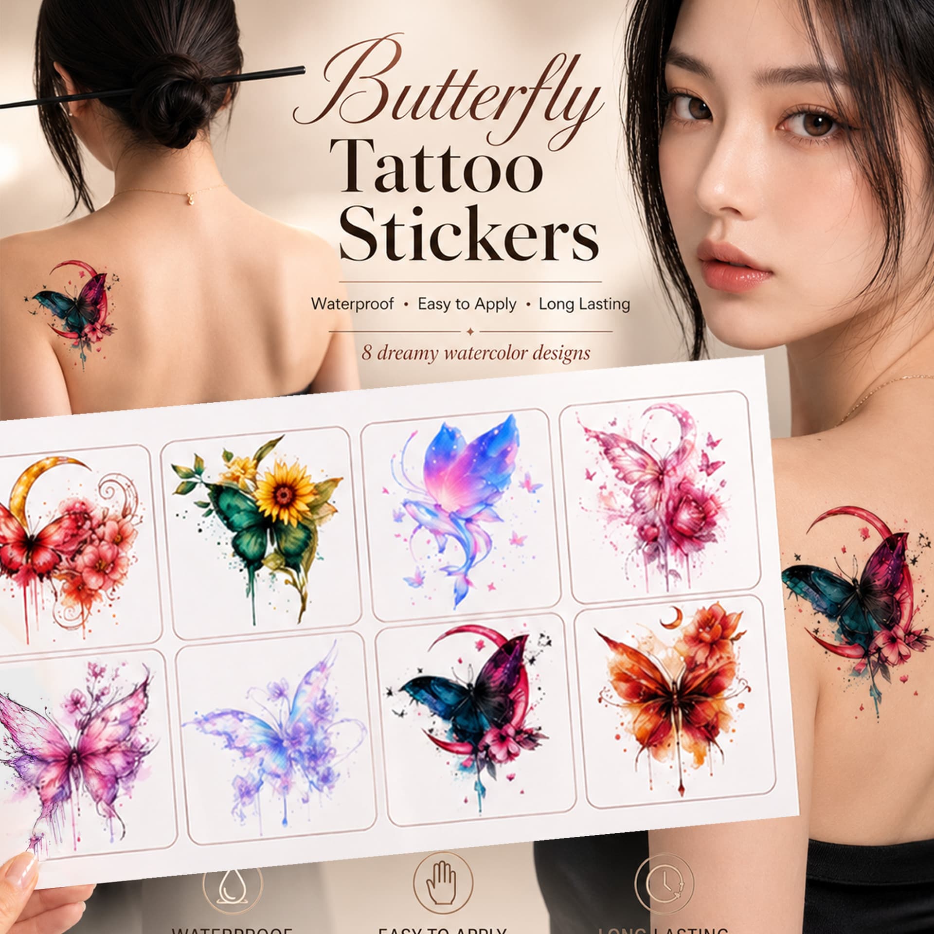 Rose sexy flower body charm painted glitter gold powder tattoo stickers festival stage performance daily stage performance
