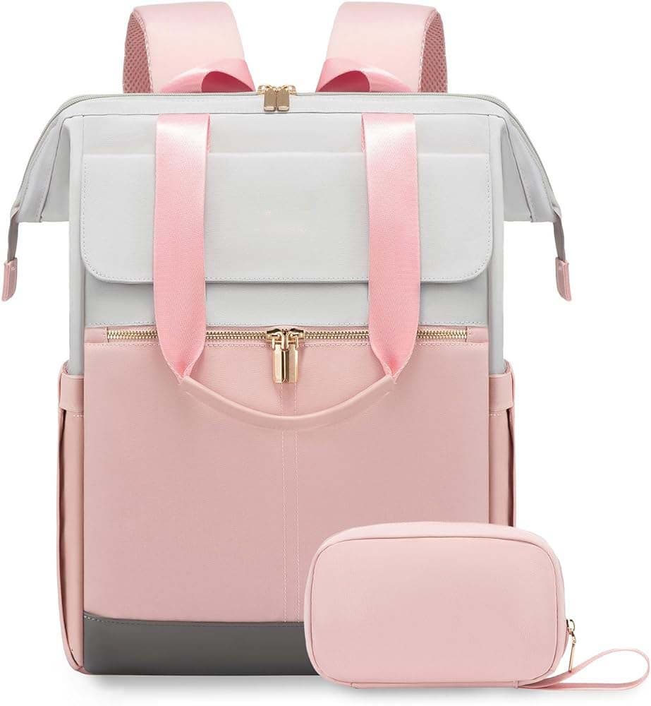 In Stock Factory Cross-Border Women's Travel Laptop Shoulder Backpack Multi-Piece Luggage Bag Color-Block Backpack