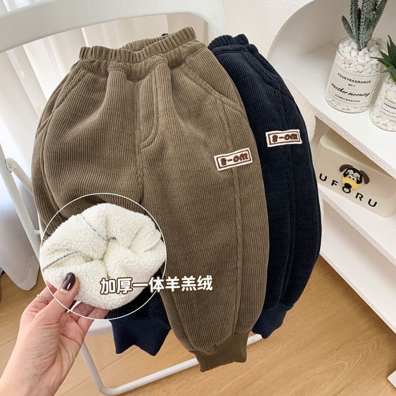 Kids' Thick Fleece-Lined Casual Pants Winter Warm Boys' Integrated Fleece Sweatpants Stylish Toddler Corduroy Long Pants