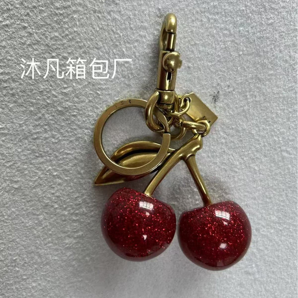 Cross-border Europe and America Cherry Keychain Bag Charm Simulation Cherries C Letter Vintage Pendant for Women