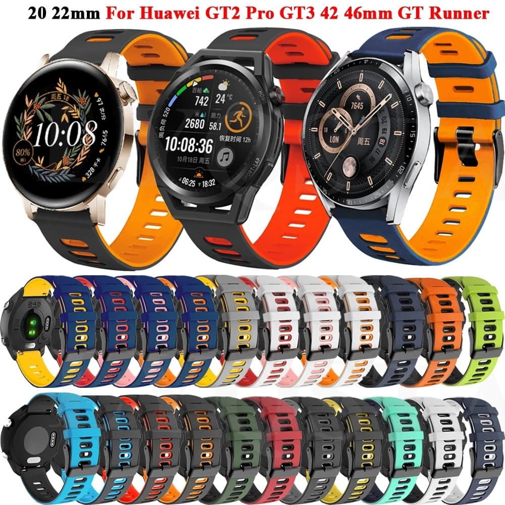 20 22mm Two-Color Silicone Strap for Huawei Watch GT 3 46mm 42mm Runner