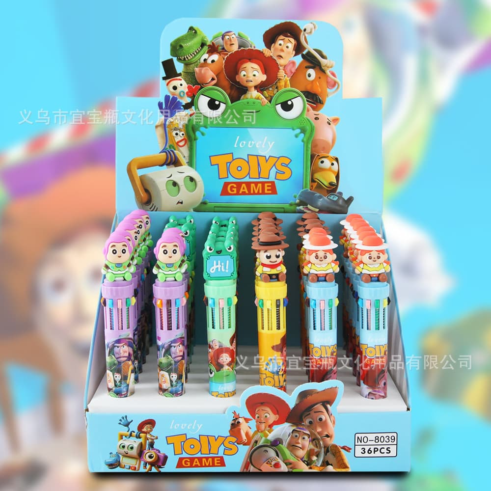 New Toy City ten-color ballpoint pen with high appearance and cute cartoon pressure pen girl's heart 10-color in-one accounting pen