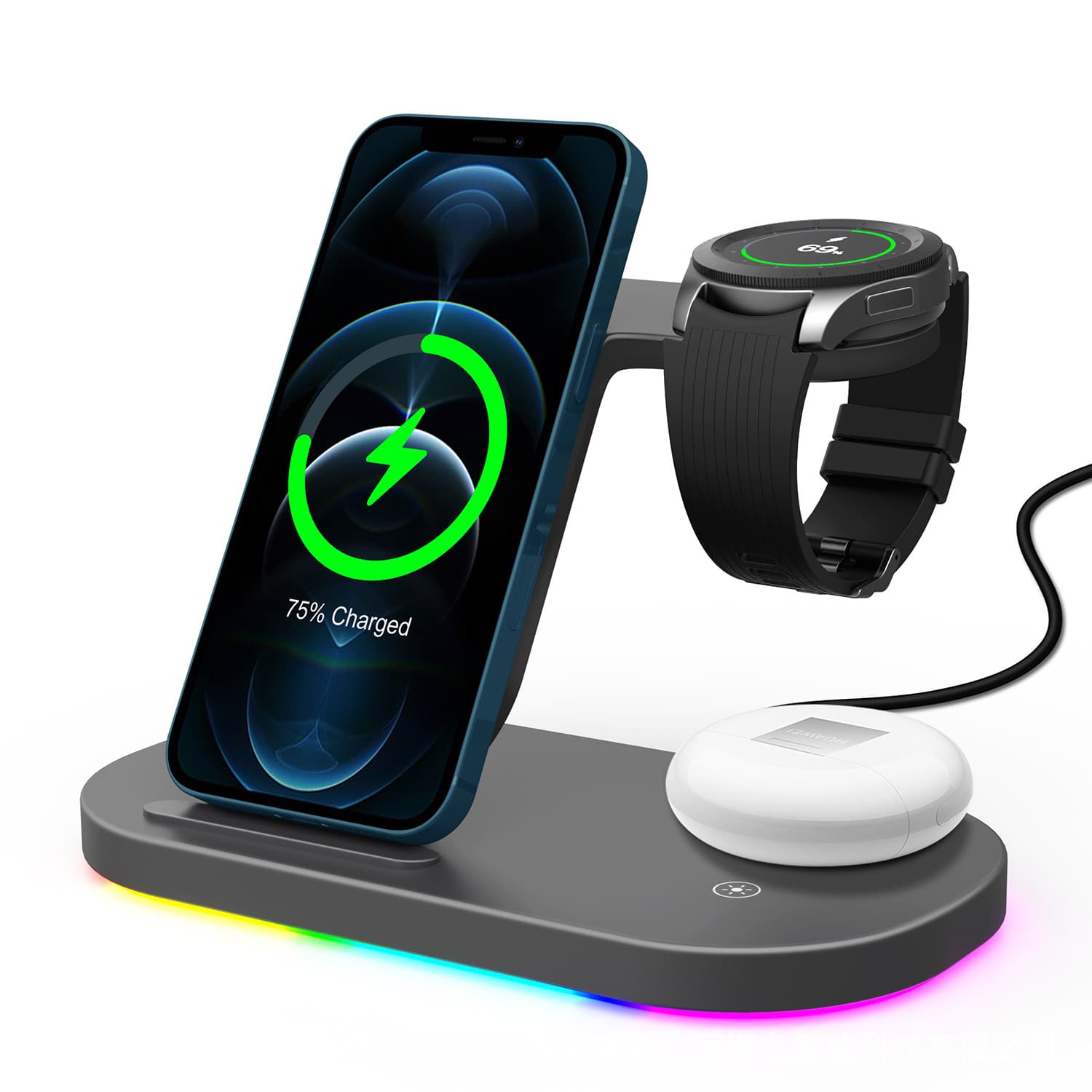 Desktop Z7L vertical three-in-one wireless charger stand suitable for multi-function fast charging of Samsung mobile phones and watches