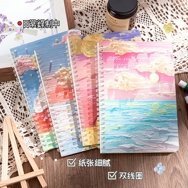 A5 Coil Notebook Creative Landscape Oil Painting Art Notebook Student Stationery Diary Classroom Notebook Wholesale