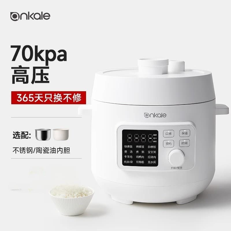 Ankale 3L Multifunctional Electric Pressure Cooker with Timer, Ceramic Non-Stick Dual Pots, and Smart High-Pressure Technology