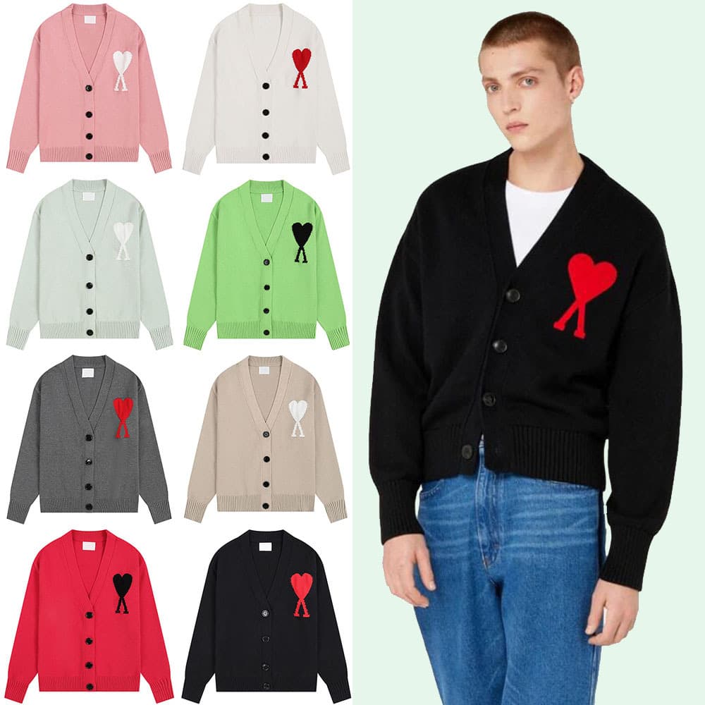 Cross-border delivery jacquard love letter embroidery classic knitted cardigan sweater loose sweater for men and women couples same style