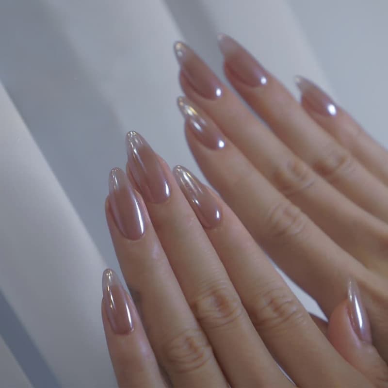 Cross-border popular handmade wearable nails solid color electroplated manicure nails finished product removable wearable fake nails high-end