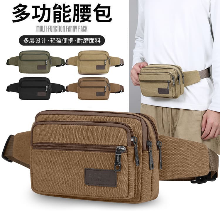 Multi-functional Crossbody Bag Outdoor Durable Small Square Coin Purse Sports Large Capacity Men's Waist Bag Cashier Phone Chest Bag