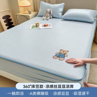 Summer Doudou Ice Silk Cool Mat 2026 New Summer Cool Feel Bed Sheet Three-Piece Set Premium Machine Washable Soft Mat