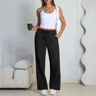 Amazon & Temu Best-Selling Plus-Size Women's Sweatpants, Loose Wide-Leg Long Pants, Fleece-Lined Casual Drawstring Joggers