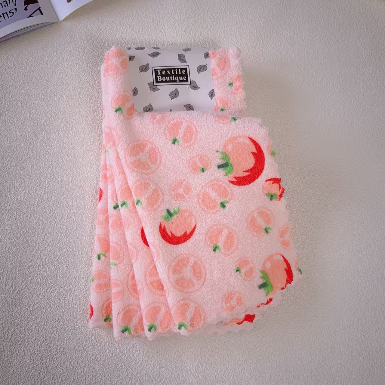 Cross-border Coral Fleece Multi-functional Absorbent Square Towel Printed Cleaning Cloth Household Handkerchief Lazy Tool Drop Shipping