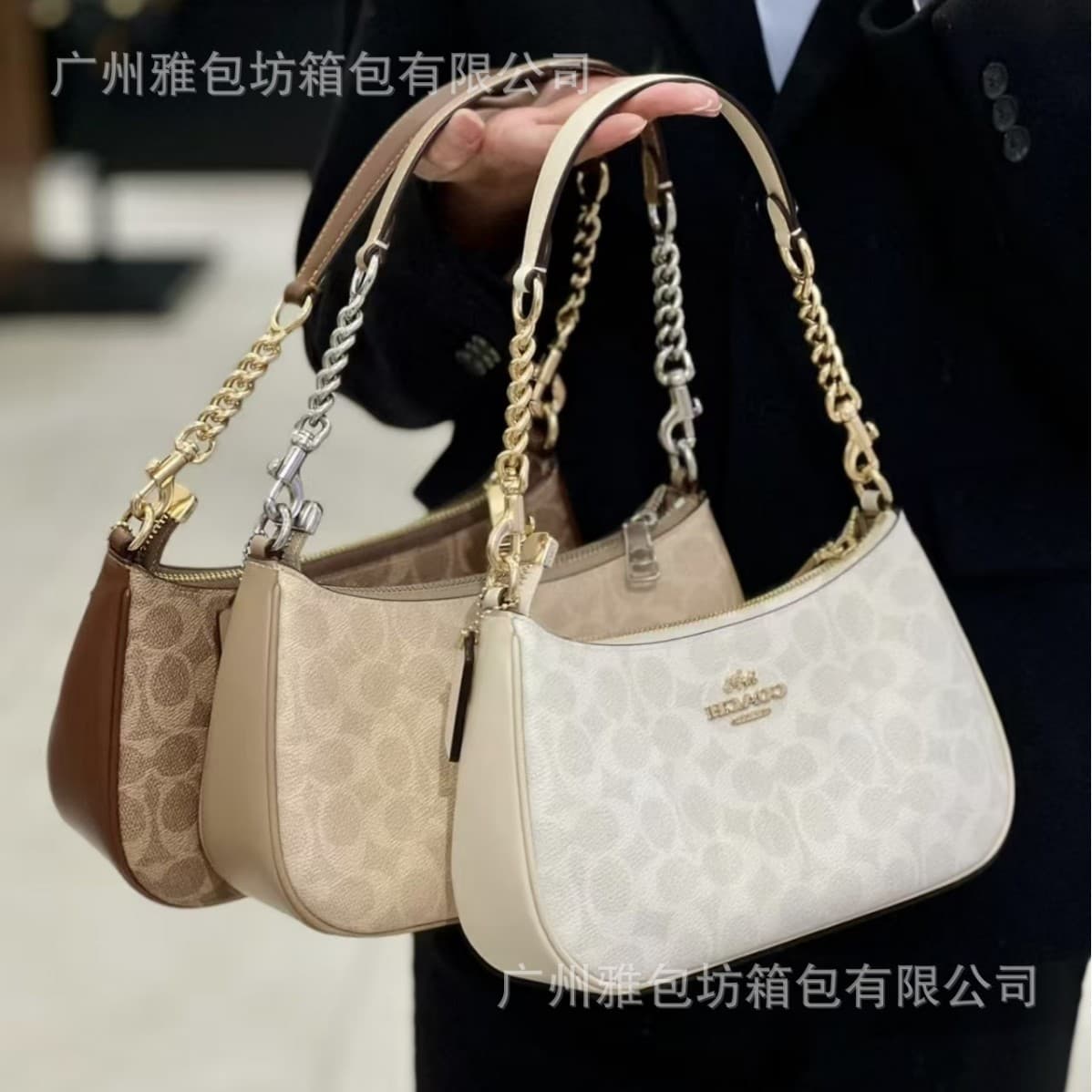 Kou C New Teri25 Genuine Leather Underarm Bag European and American Fashion Print Chain Mahjong Bag Handheld Crossbody Shoulder Bag