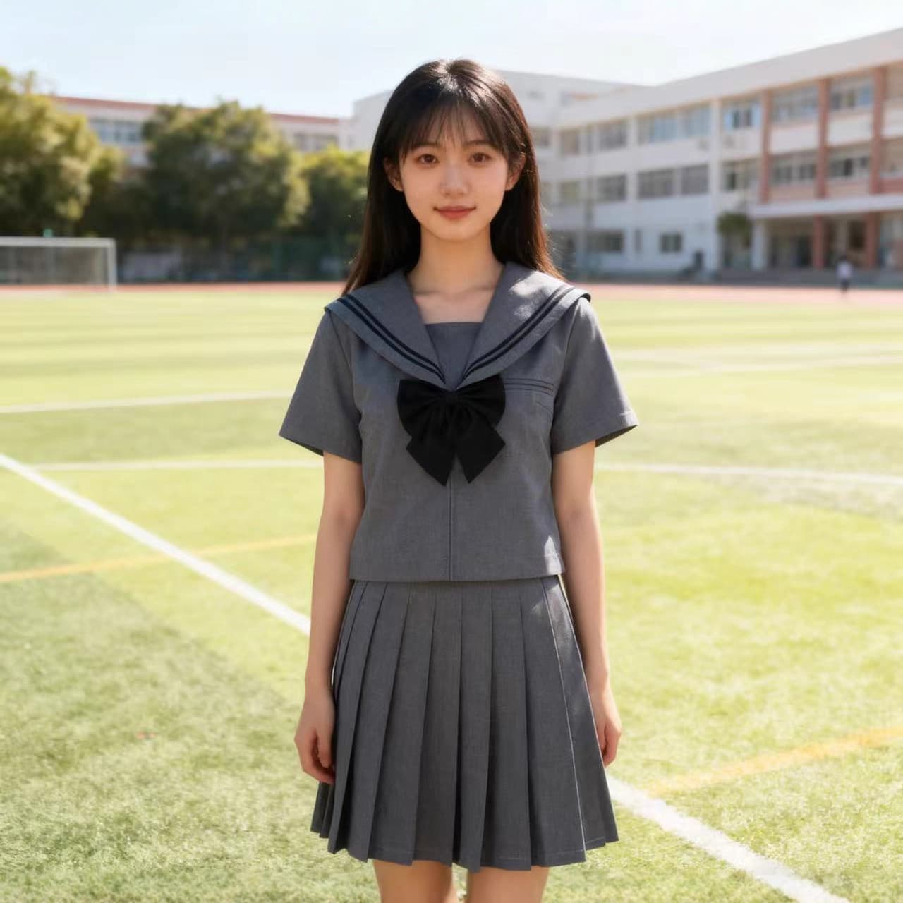 Factory drop shipping versatile authentic basic gray two-color Japanese JK uniform set pleated skirt sailor uniform school style.