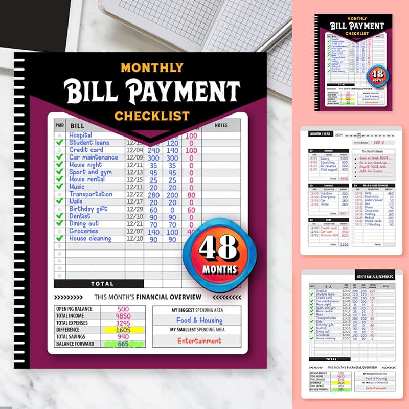 Amazon TT New Bill Tracker Notebook Bill Notebook Money Saving Notebook