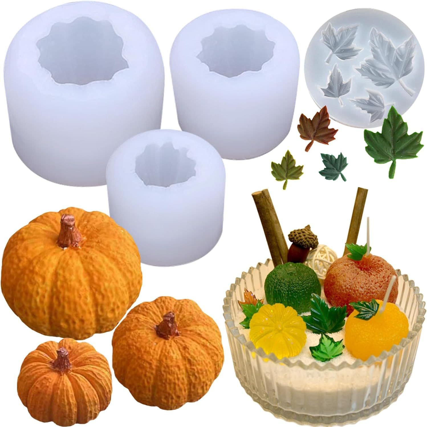 Halloween DIY Resin Mold Aromatherapy Gypsum Pumpkin Candle Mold Cake Mousse Maple Leaf Silicone Mold