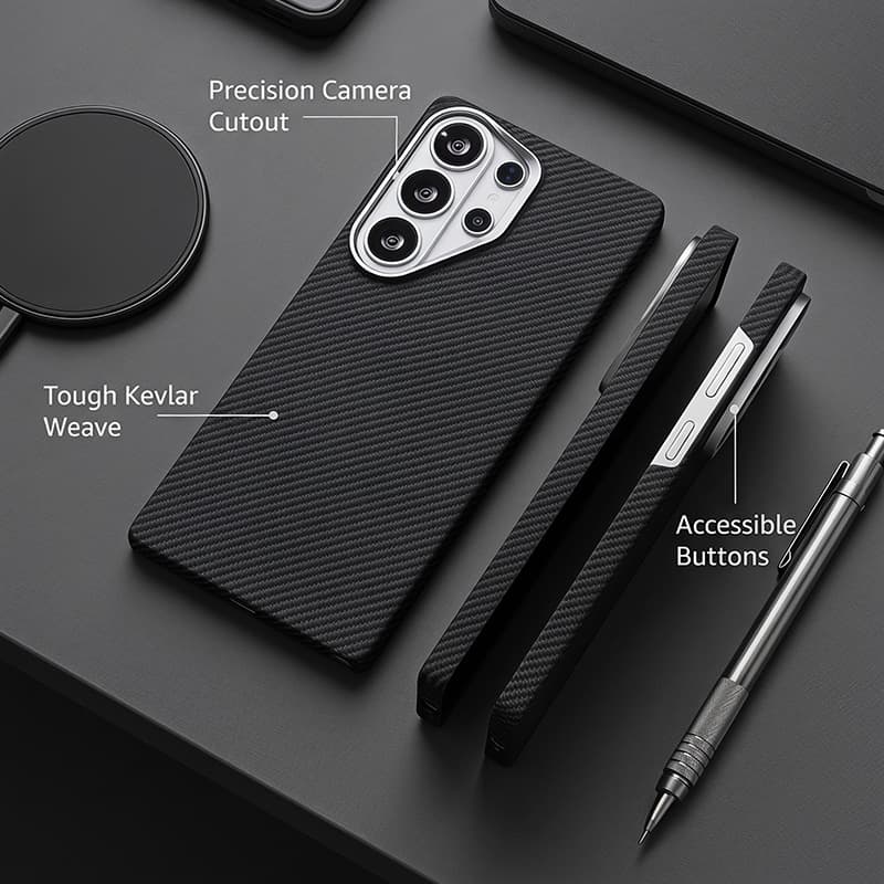 Samsung S26ultra Kevlar phone case Galaxy S24ultra magnetic protective cover anti-fingerprint s25