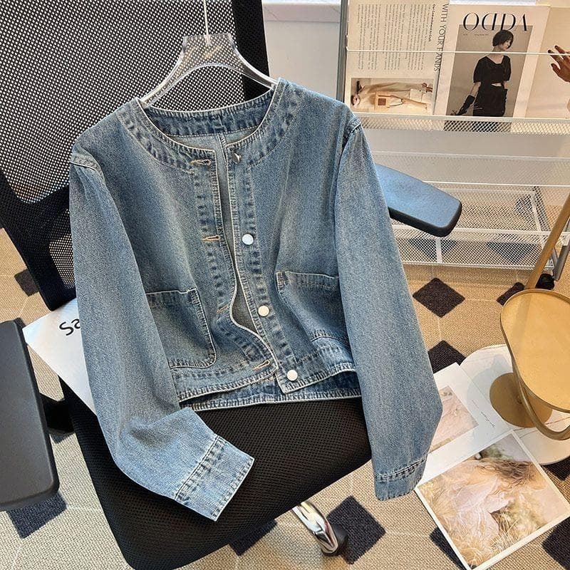Designer Single-Breasted Short Denim Jacket for Women 2026 Spring New Small Fragrance Style Loose Versatile Top