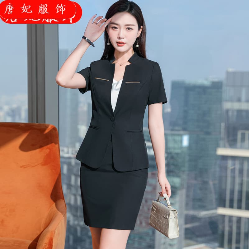 Beautician jewelry store work clothes summer new short-sleeved suit hotel front desk clerk professional women's suit