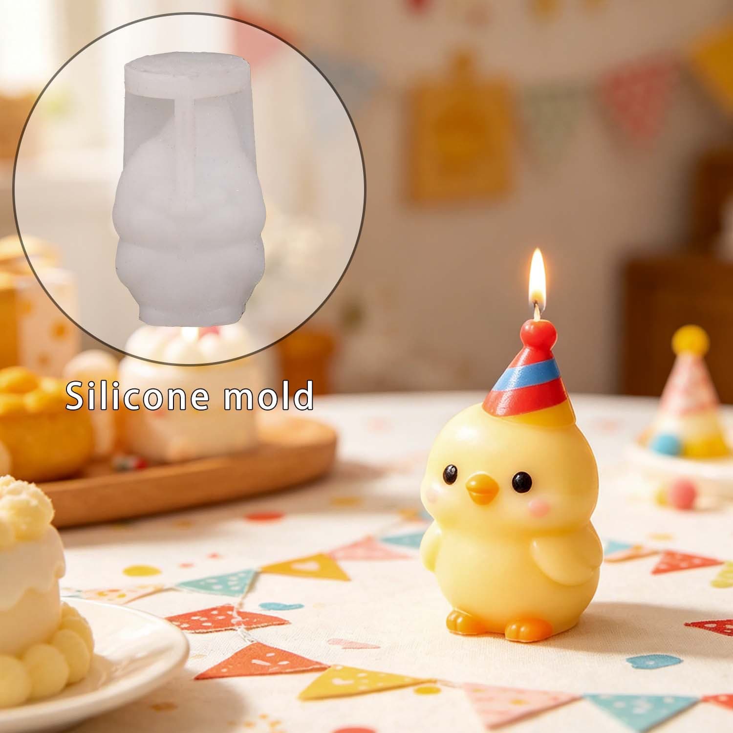 Proud DIY Birthday Hat Duck Aromatherapy Candle Mold Cute Duck Birthday Decoration Silicone Mold