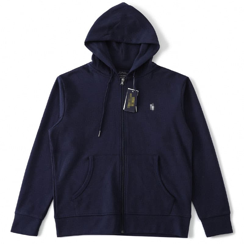 Cross-border Foreign Trade Ten-Color Ralph RL Basic Small Pony Logo Embroidered Logo Hoodie Unisex Zip Jacket