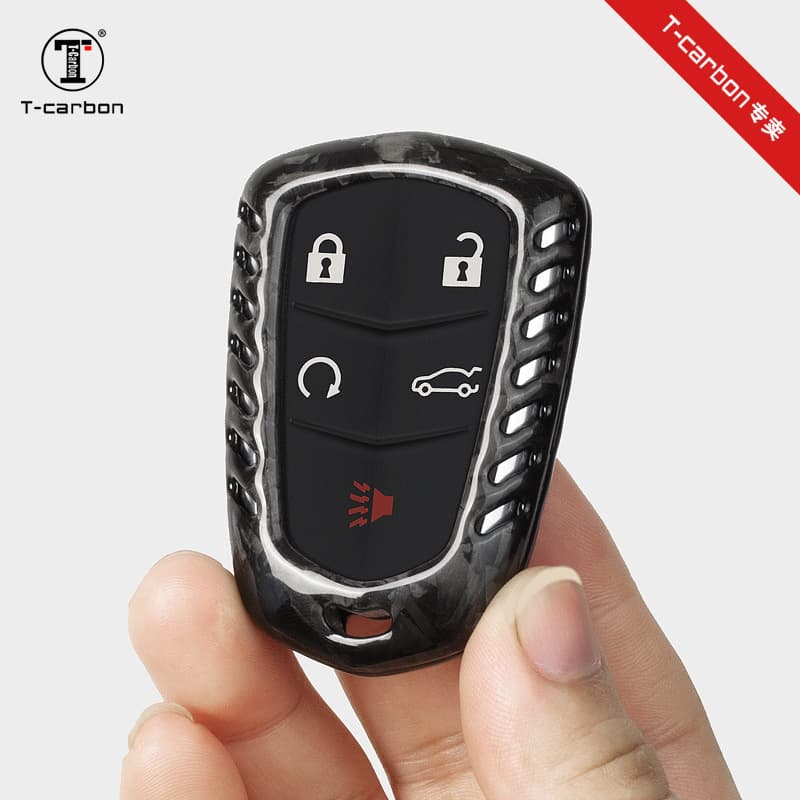[Genuine Carbon Fiber Material] T-Carbon Forged Pattern Key Case Compatible with Cadillac XT4 XT6 CT5 CT6