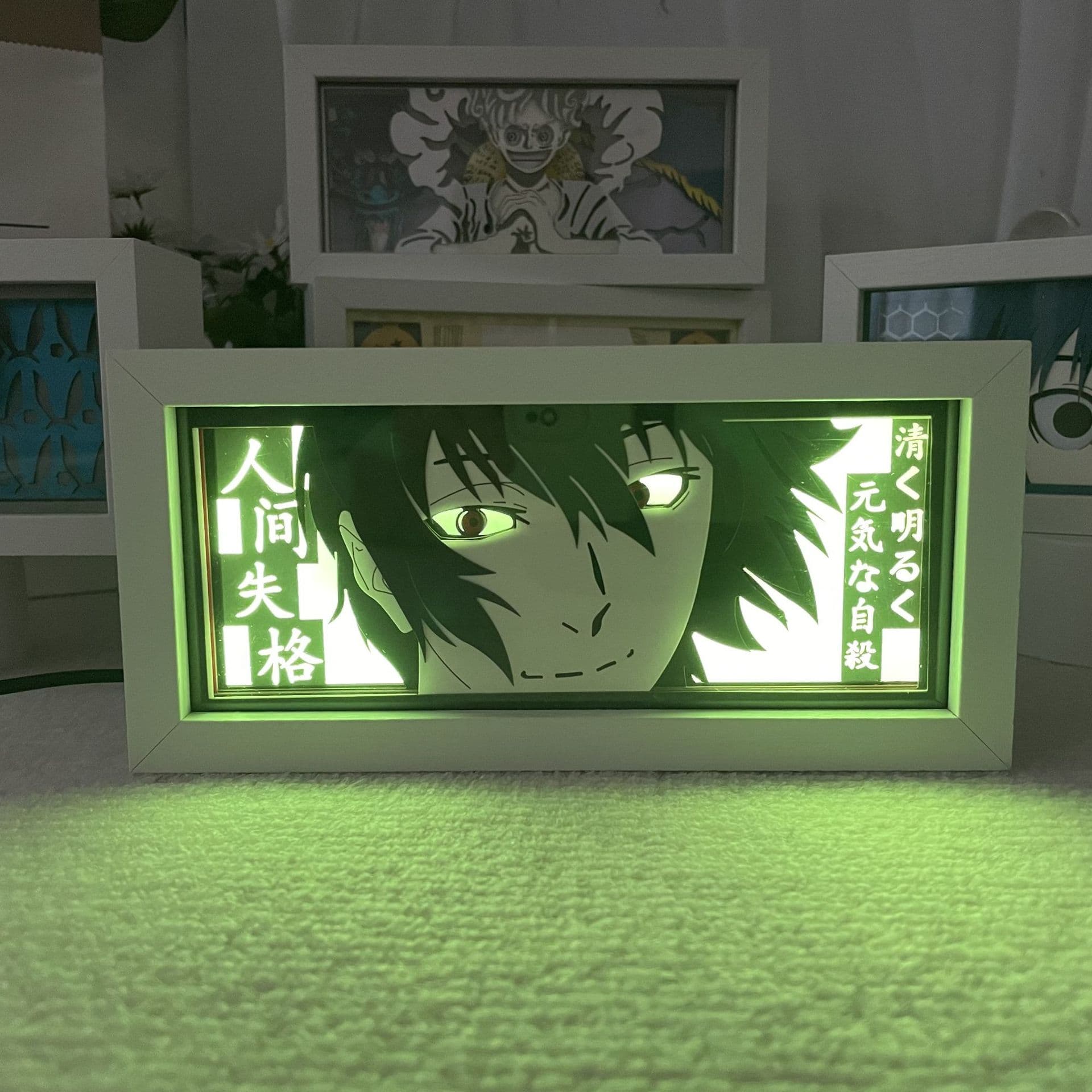 Bungo Stray Dogs Osamu Dazai 3D Paper Carving Lamp USB Powered Battery Dual Use Desk Glowing Decorative Night Light Ornament