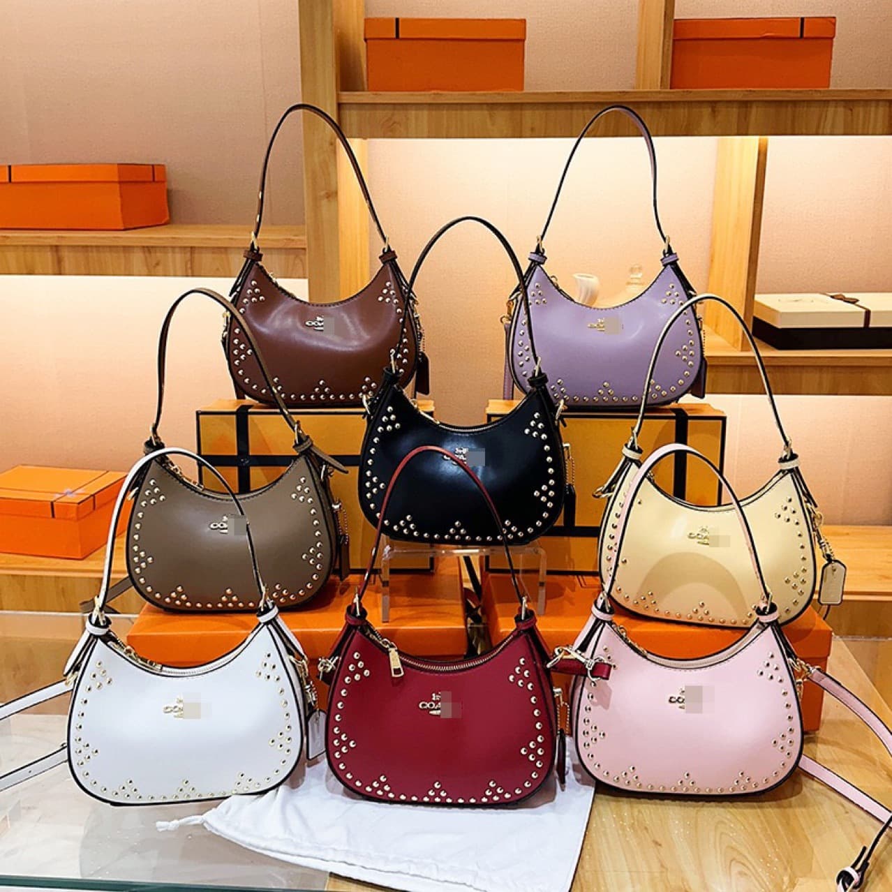 Cross-Border Spanish Women's Bag 2025 New Style Bags High-End Studded Rivet Decorated Shoulder Bag Magnetic Buckle Underarm Crossbody Bag