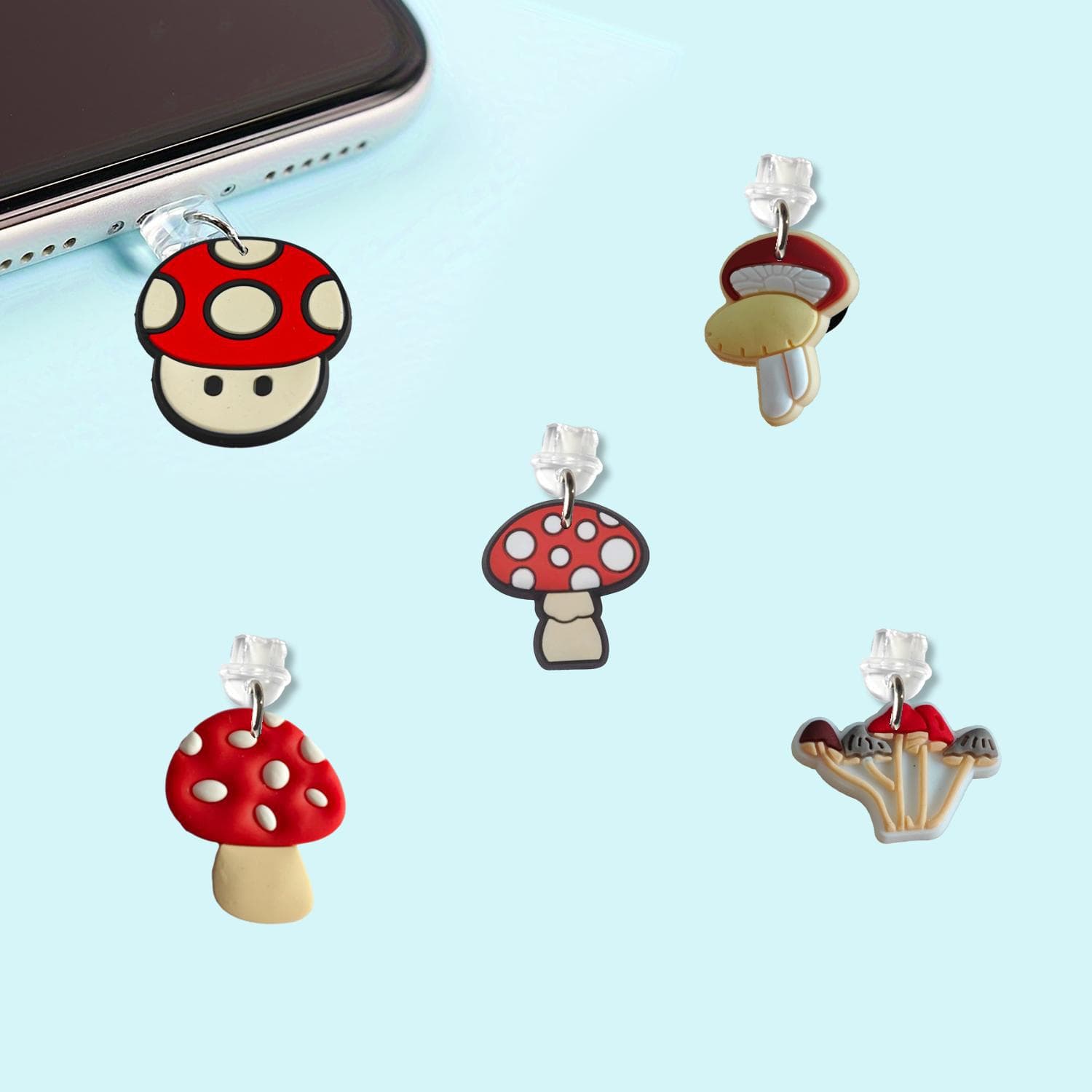 Amazon Mushroom Phone Dust Plug, Shein Phone Port Dust Plug Pendant, Cross-Border Best-Selling Personalized Fashion Accessory