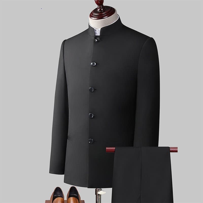Chinoiserie Tang Suit Men's Suit Cheongsam Chinese Stand Collar Zhongshan Suit Two-Piece Set New Chinoiserie