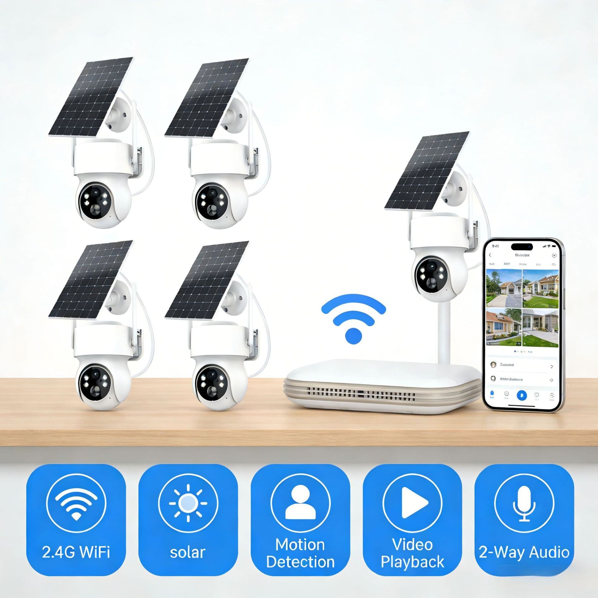 CCTV surveillance system wireless solar surveillance camera set wifi camera portable small video recorder