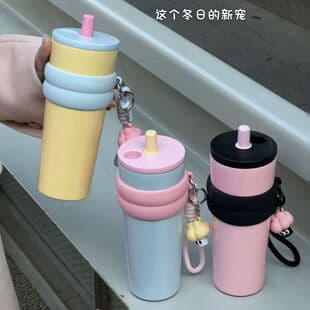 Cross-border Large Capacity Stainless Steel Insulated Mug with Carry Strap, Portable Car Cup, Creative High Appearance Straw Tumbler