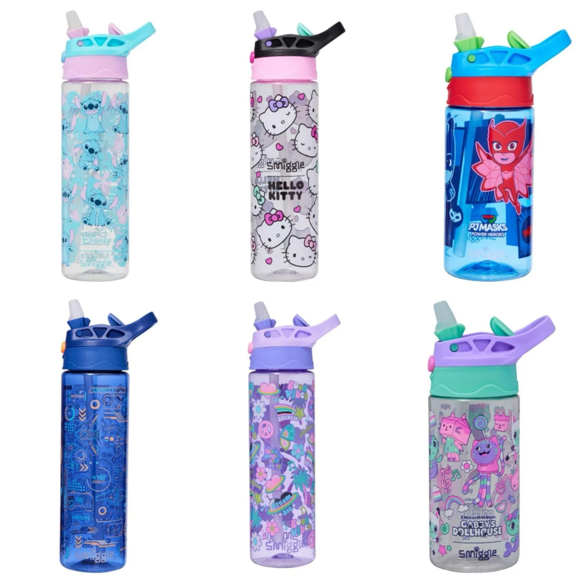 Smiggle Kids Water Bottle Hello Kitty Large Capacity Plastic Spray Bottle for Students Sports Straw Cup
