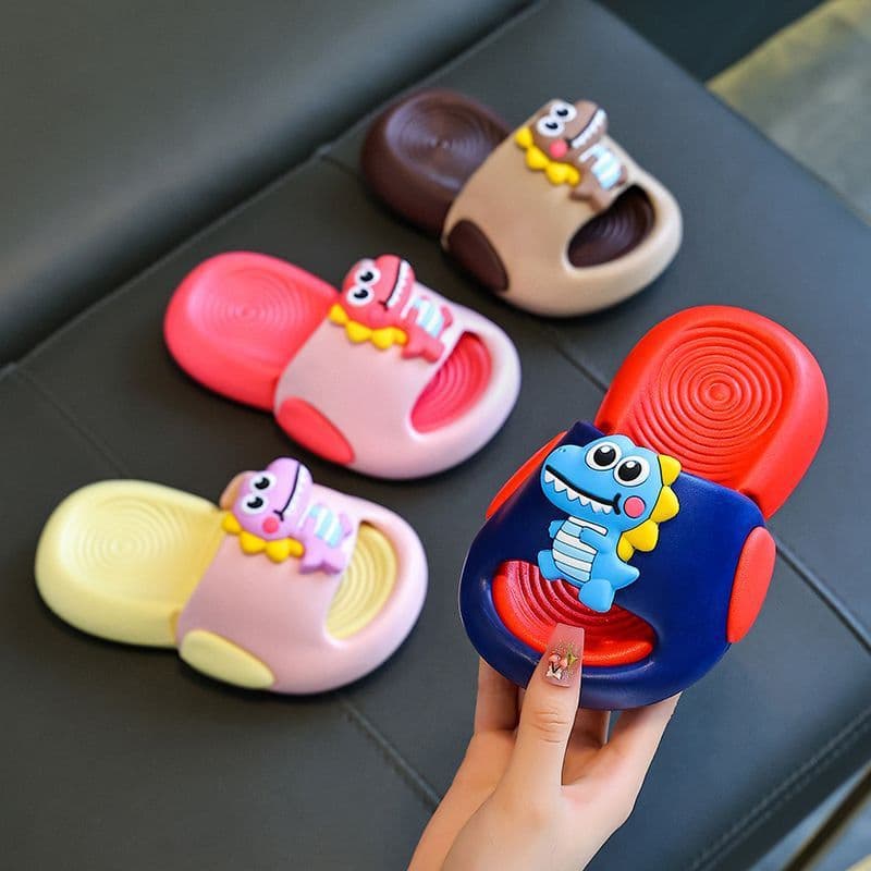 Summer cartoon dinosaur children's slippers for girls at home, non-slip soft bottom, cute baby, cute indoor slippers for toddlers