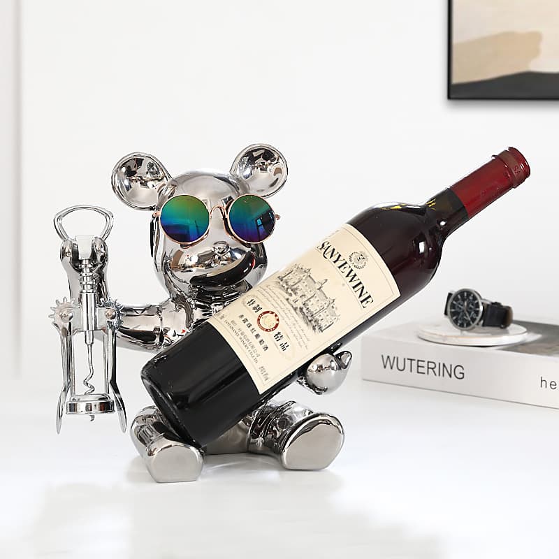 Wine Cabinet Decor Wine Rack Ornament Internet Famous Bear Living Room Home Sideboard TV Cabinet Display Light Luxury High-end