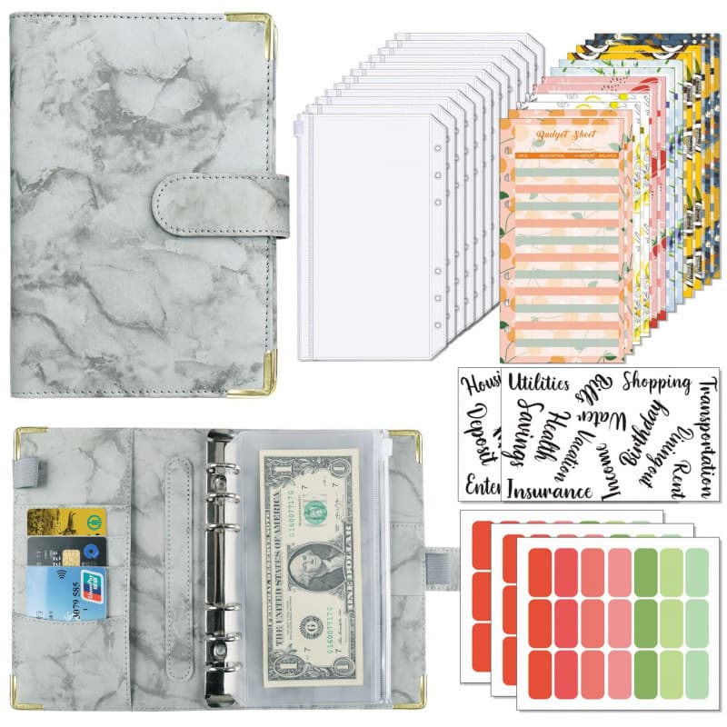 A6 Budget Planner PU Leather Notebook Binder Organizer