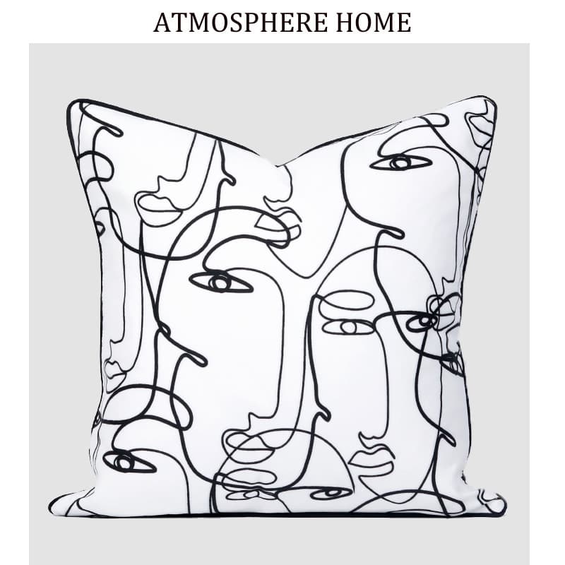Modern Minimalist Luxury Italian Designer Face Art Print Sofa Throw Pillow Cushion Cover Bed Head Backrest Bag