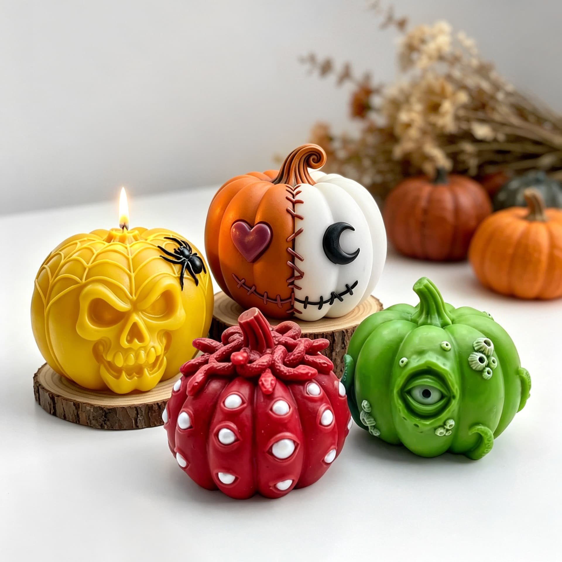 Jiahuimei New Pumpkin Candle Ornament Silicone Mold DIY Halloween Devil Pumpkin Aromatherapy Plaster Mold