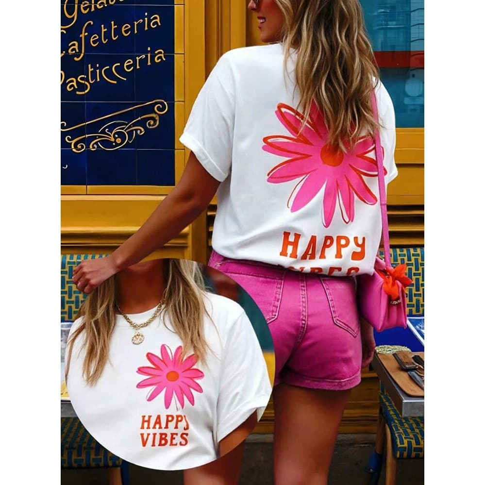 【European Size Cotton T-Shirt】DrmWander Vacation Outfits, Spring, Resort Wear Women