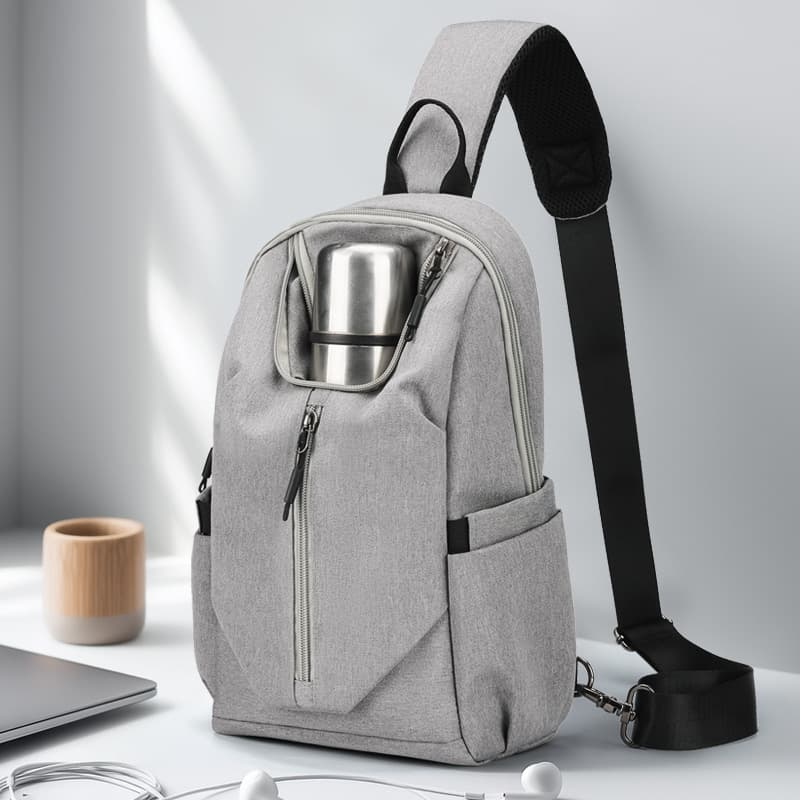 Men's Crossbody Bag Large Capacity Water Bottle Chest Bag Multifunctional Messenger Bag Shoulder Bag Lightweight Commuter Bag Waterproof and Wear-resistant