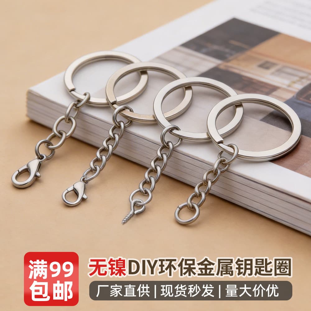 DIY Jewelry Accessories Metal Key Ring Hanger for Men, Single Ring, Nickel-Free Eco-Friendly Keychain Pendant