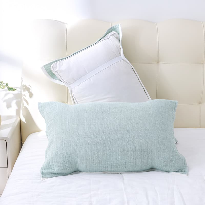 New pure cotton gauze pillow towel with elastic band for secure fit, anti-shedding, solid color for adults, pillow towel with tie straps, couples cover towel.