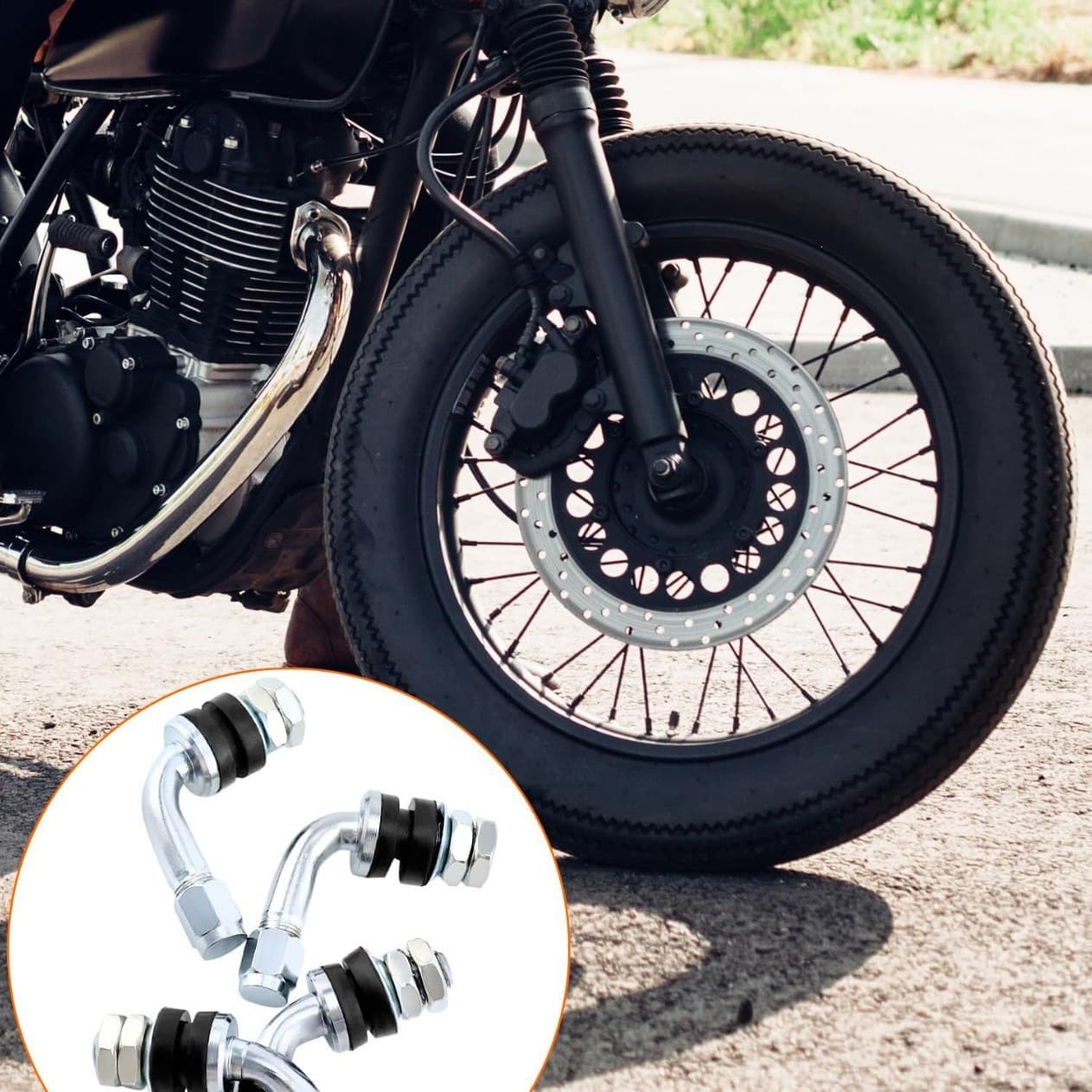 Motorcycle Tubeless Tire Conversion Kit VS-8-45°/90° Brass Tubeless Car Tire Valve Stem