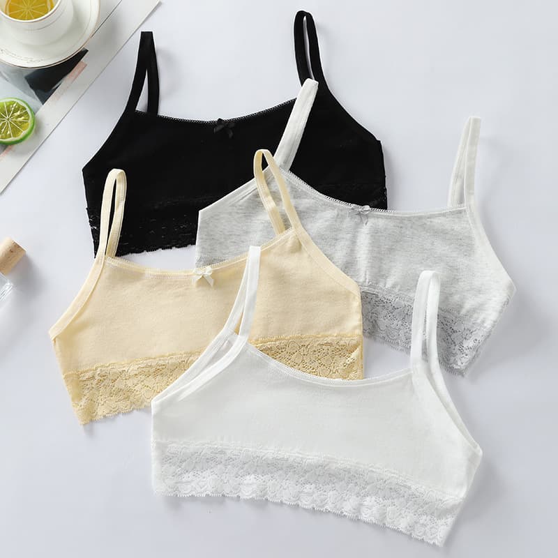 Girls' underwear, camisole, developmental stage 6-12-14 years old, lace bra, suspender strap bra for older girls and elementary school students