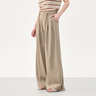 [159 Free Shipping] Women's High-Waist Draped Loose Suit Pants 2026 Summer New Woven Drawstring Pants 10249